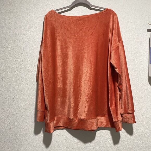 Lane Bryant sweater ribbed knit metallic sheen orange soft should zip Size 18/20 - Picture 5 of 9